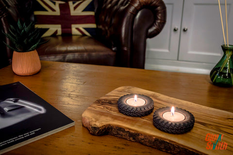 Concrete Tyre Tealight Holders (x2)