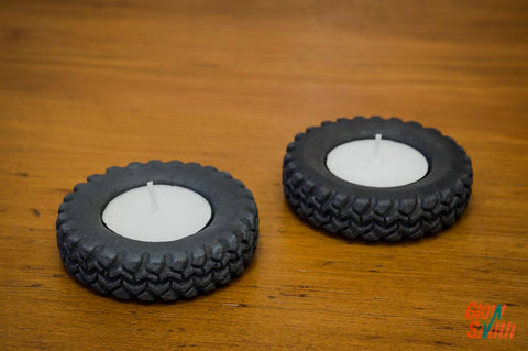 Concrete Tyre Tealight Holders (x2)