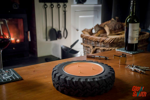 Concrete Tyre Candle - Spiced Orange