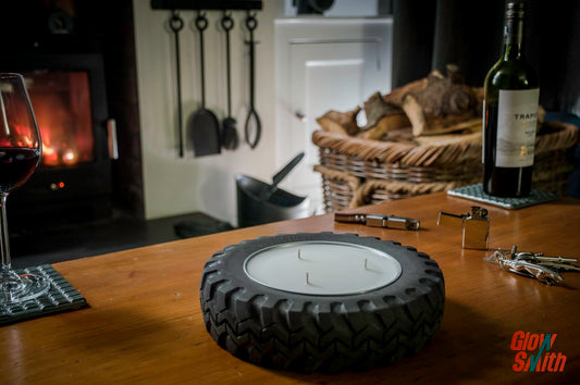 mens gift concrete tyre candle